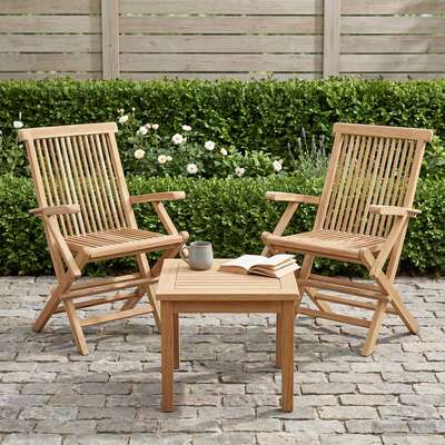 Folding Garden Chair Natural Wood 55x61x89cm