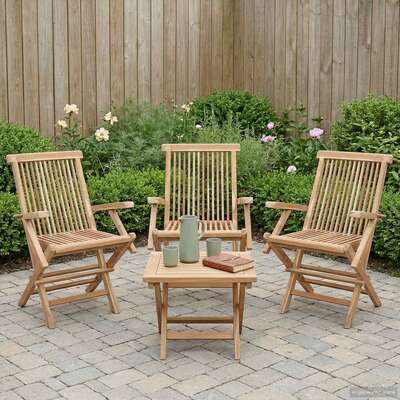 Folding Garden Chair Natural Wood 55x61x89cm