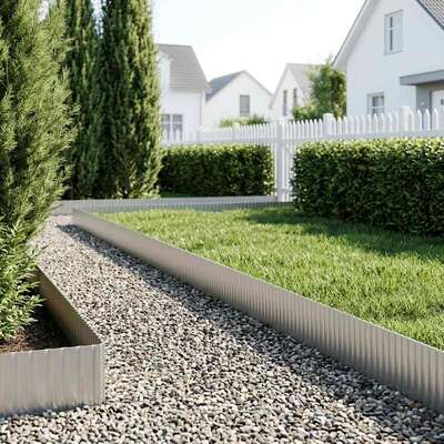 Garden Edging Silver Steel 2000x20cm