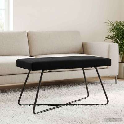 Black Velvet Bench Cross Leg 80cm | EXTG