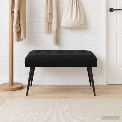 Button Tufted Velvet Bench Black 80cm | EXTG