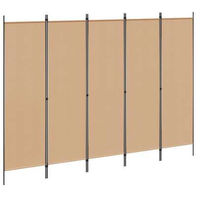 5-Panel Room Divider Beige Fabric 250x180cm | EXTG