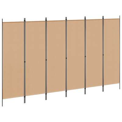 6-Panel Fabric Room Divider 300x180cm Beige | EXTG