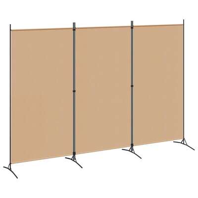 3-Panel Room Divider Beige Fabric 260x180cm | EXTG