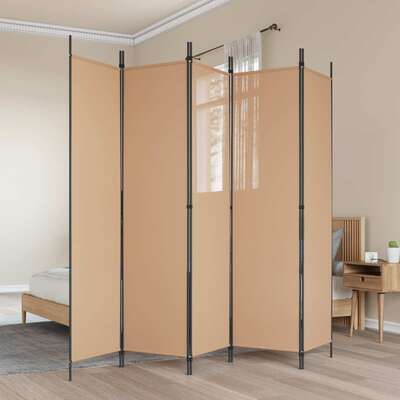 5-Panel Room Divider Beige 250x200cm | EXTG