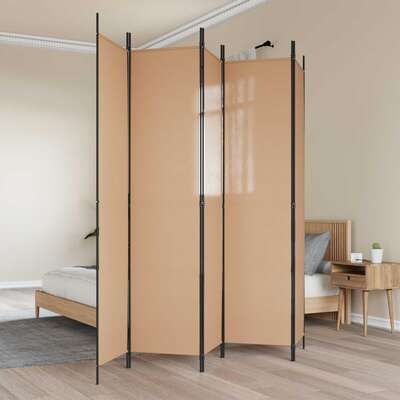 5-Panel Fabric Room Divider 250x220cm Beige | EXTG