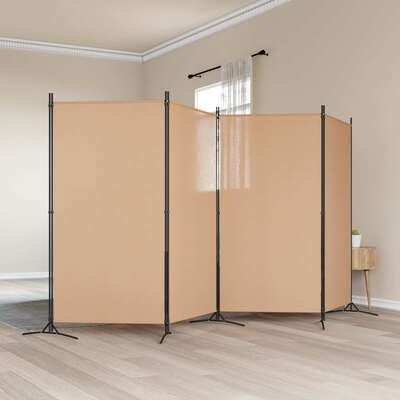 4-Panel Room Divider Beige 346cm Folding | EXTG