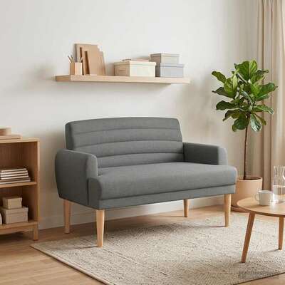 Button Tufted Loveseat Dark Grey Velvet 2 Seater | EXTG