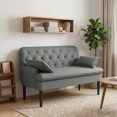 Button Tufted Loveseat Dark Grey Velvet 111cm | EXTG
