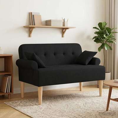 Button Tufted Loveseat 2 Seater Black Velvet | EXTG