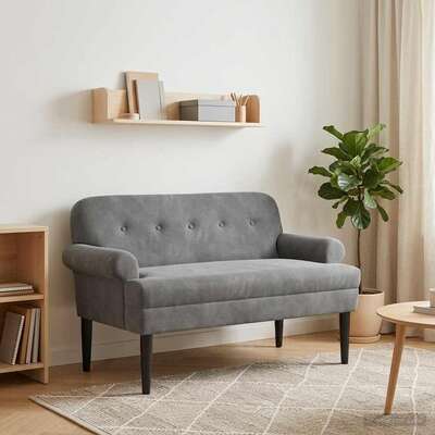 Velvet Button Tufted Loveseat Dark Grey 2 Seater | EXTG