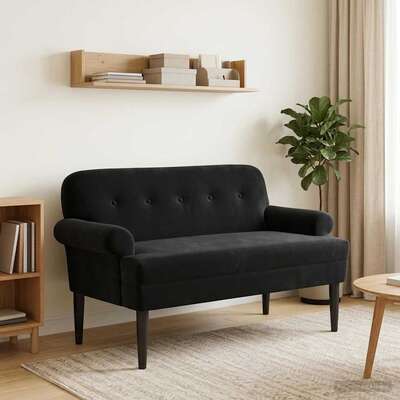 Black Velvet Button Tufted Loveseat 2 Seater | EXTG