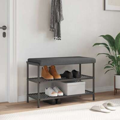 Bench Cushion Dark Grey Fabric 80x38x6.5cm