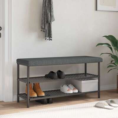 Bench Cushion Dark Grey Fabric 110x38x6.5cm