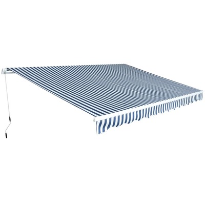 Folding Awning Manual-Operated 450 cm Blue and White