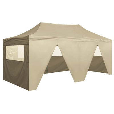 Foldable Tent Pop-Up with 4 Side Walls  Cream White