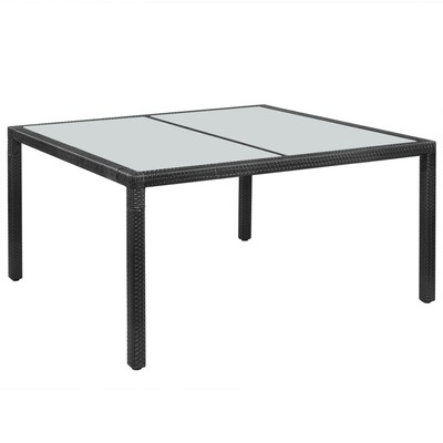 Garden Table Black  Poly Rattan