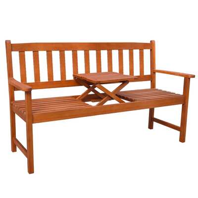 Garden Bench with Pop-up Table 158 cm Solid Acacia Wood