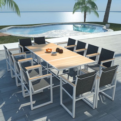 13 Piece Outdoor Dining Set with WPC Tabletop Aluminium