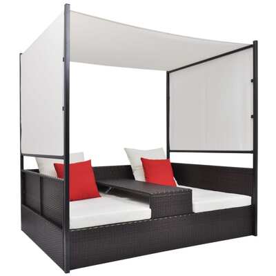 Garden Bed with Canopy Brown  Poly Rattan