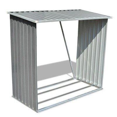 Log Storage Shed Galvanised Steel Grey
