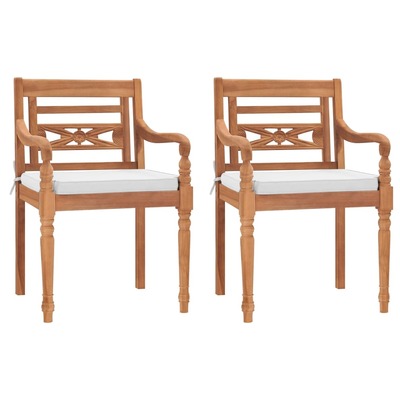 Batavia Chairs 2 pcs with Cushions Solid Teak Wood