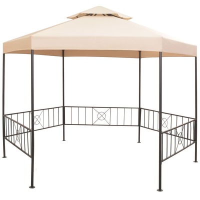 Garden Marquee Gazebo Pavilion Tent Hexagonal Beige 