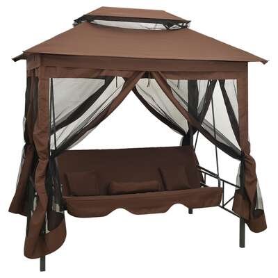 43240 Gazebo Convertible Swing Bench Coffee