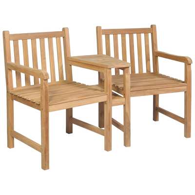 Outdoor Chairs 2 pcs with Parasol Hole Solid Teak Wood