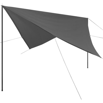 Sunshade Tarp with Poles HDPE Square  Anthracite