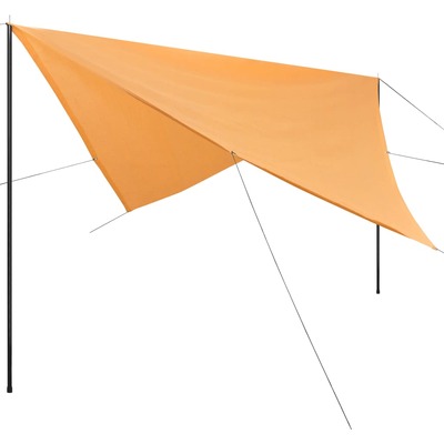 Sunshade Tarp with Poles HDPE Square Beige