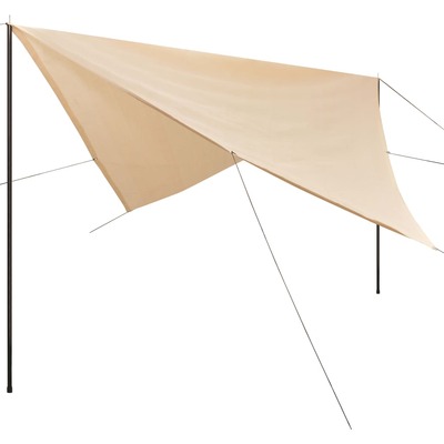 Sunshade Tarp with Poles HDPE Square, Cream