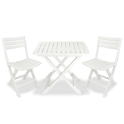 3 Piece Folding Bistro Set Plastic White