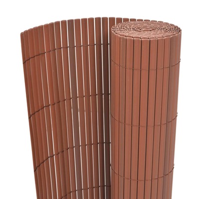 Double-Sided Garden Fence PVC - Brown