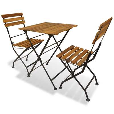 3 Piece Folding Bistro Set Solid Acacia Wood
