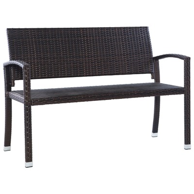 Garden Bench 122 cm Poly Rattan Brown