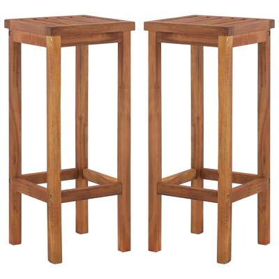 Bar Chairs 2 pcs Solid Acacia Wood