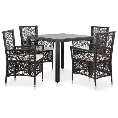 5 Piece Outdoor Dining Set Poly Rattan Brown