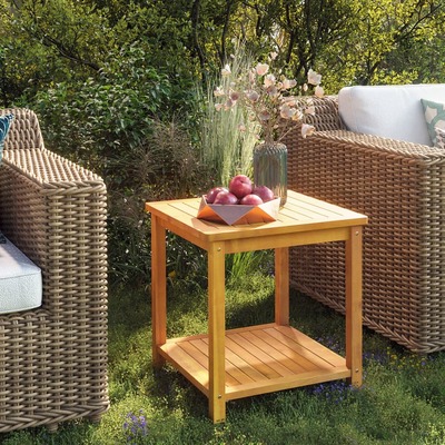Side Table Solid Acacia Wood - Brown
