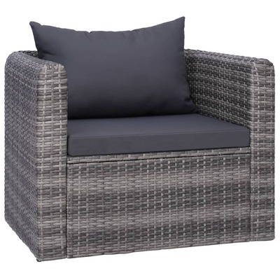 Garden Chair with Cushion and Pillow Poly Rattan Grey