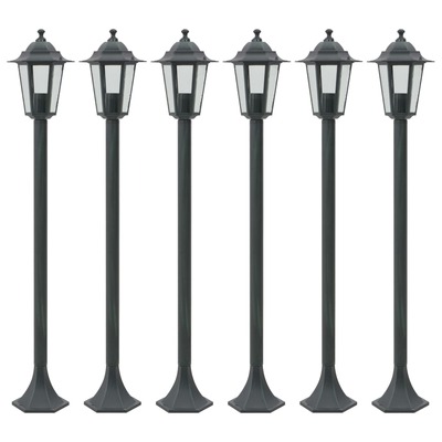 Garden Post Lights 6 pcs E27 110 cm Aluminium Dark Green