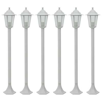 Garden Post Lights 6 pcs E27 110 cm Aluminium White