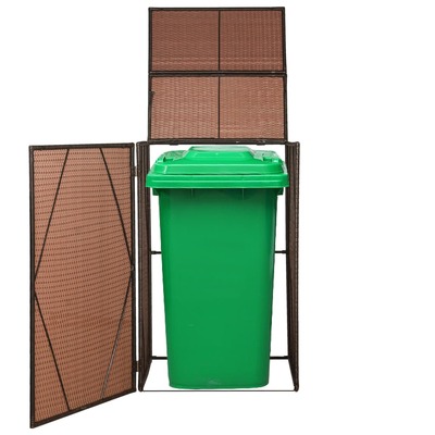 Single Wheelie Bin Shed Poly Rattan Brown