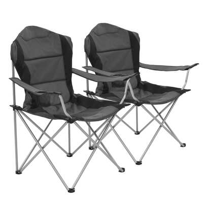 Folding Camping Chairs 2 pcs Grey