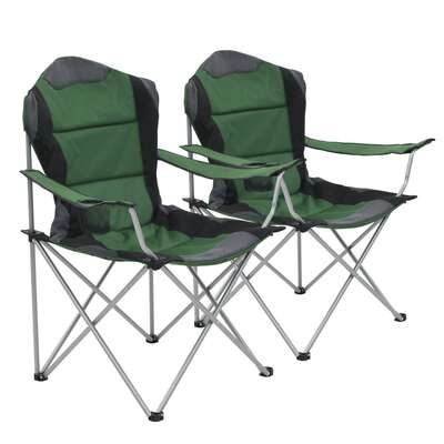 Folding Camping Chairs 2 pcs  Green