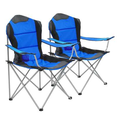Folding Camping Chairs 2 pcs Blue
