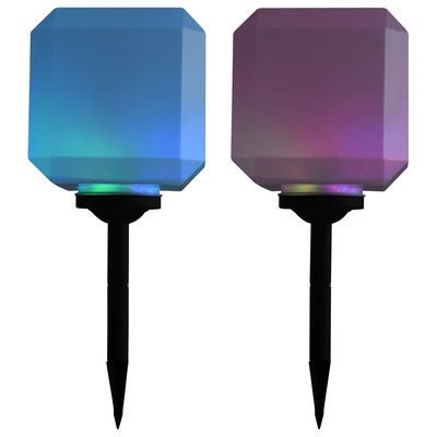 Outdoor Solar Lamps 2 pcs LED Cubic 20 cm RGB