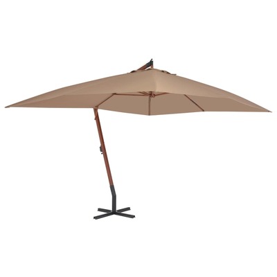 Cantilever Umbrella with Wooden Pole Taupe
