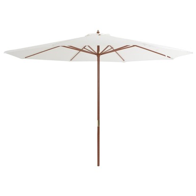 Outdoor Parasol with Wooden Pole 350 cm Sand White