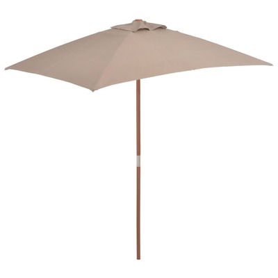Outdoor Parasol with Wooden Pole - Taupe